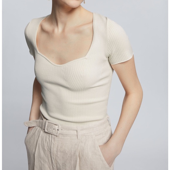 & other stories Knitted Sweetheart Neck Top - Picture 1 of 12
